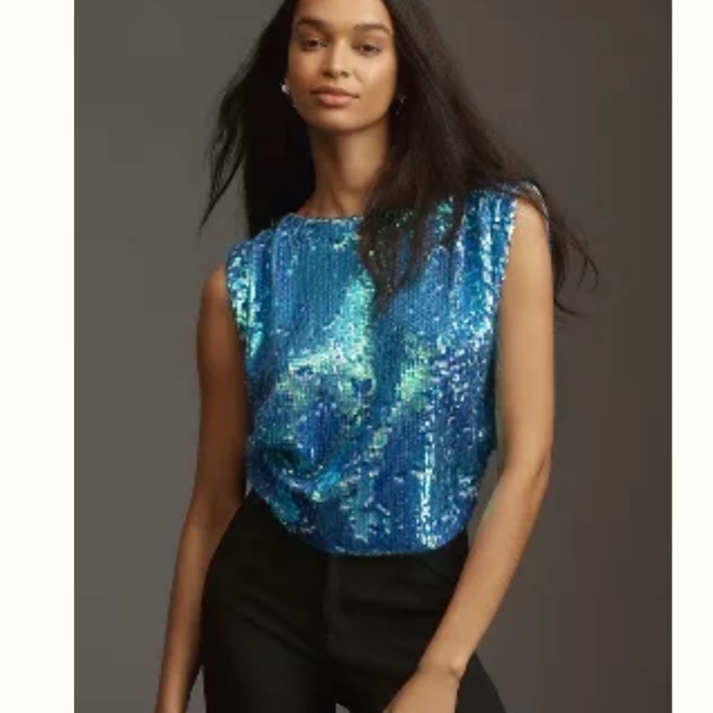 Anthropologie Pilcro Sequin Muscle Cashmere Sweater Vest